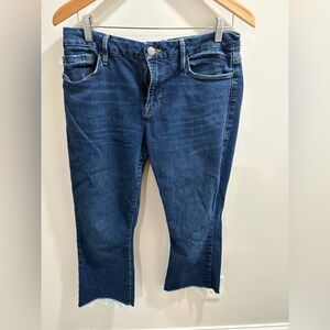 Frame Mini Crop Raw Hem 29 Blue Denim Women's Jeans